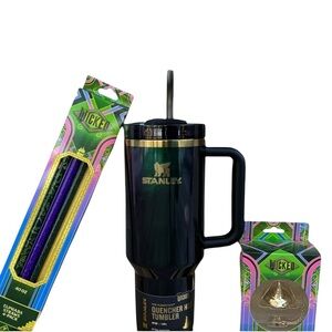 Wicked x Stanley Quencher H2.0 Tumbler 40oz Elphaba + Straws + Straw Topper NEW